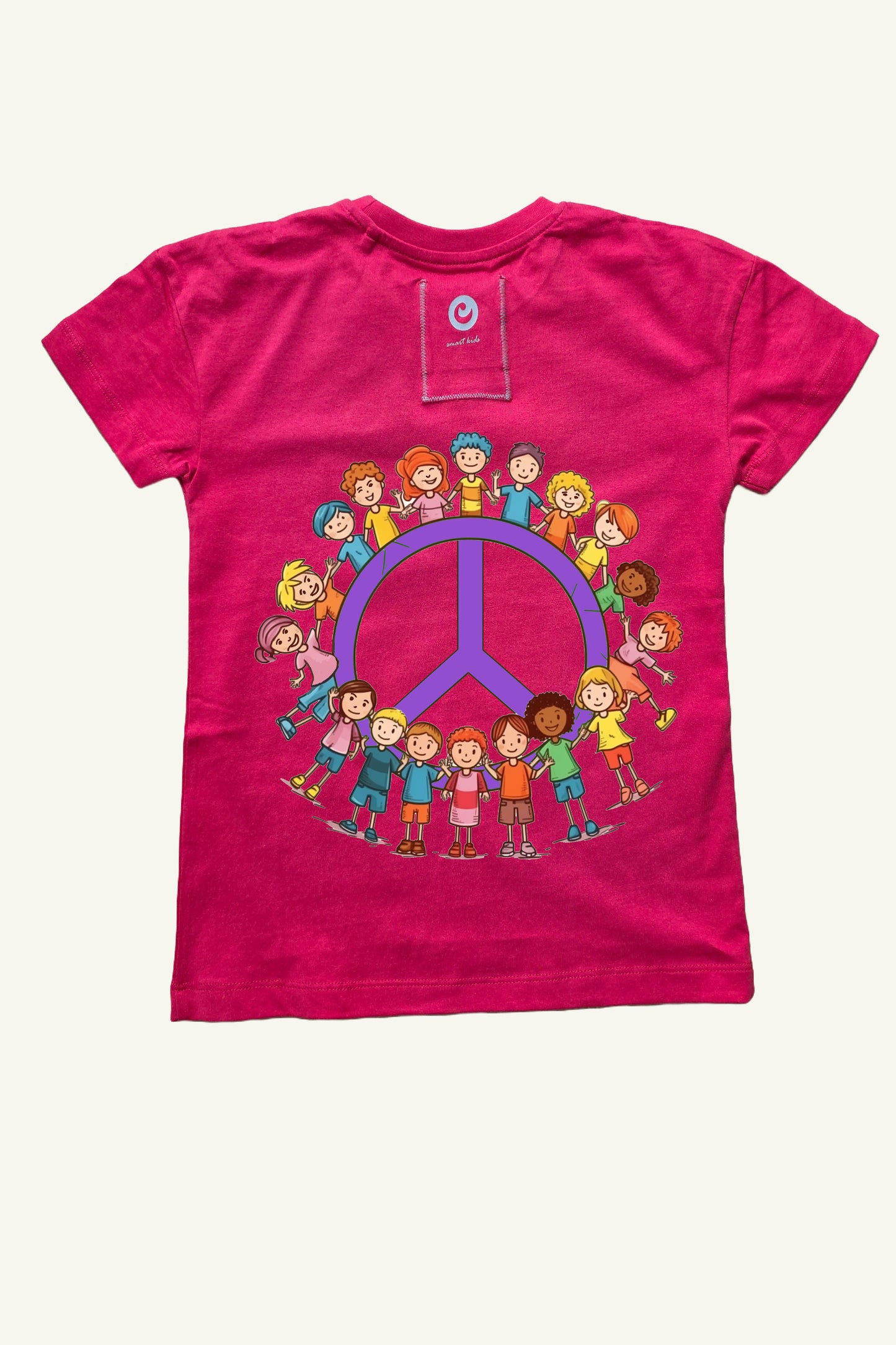 Shiny Magenta Shirt mit Kindern für Frieden