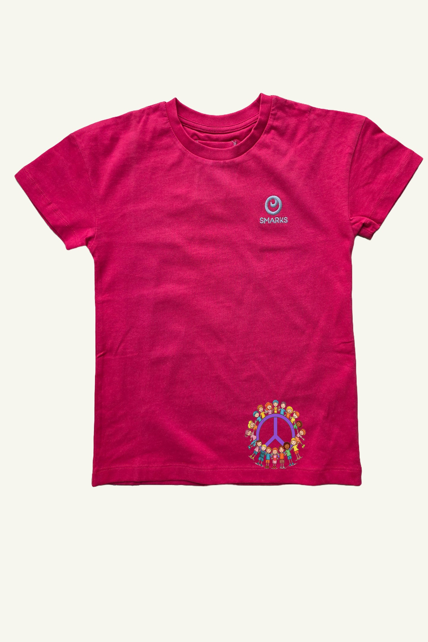 Shiny Magenta Shirt mit Kindern für Frieden